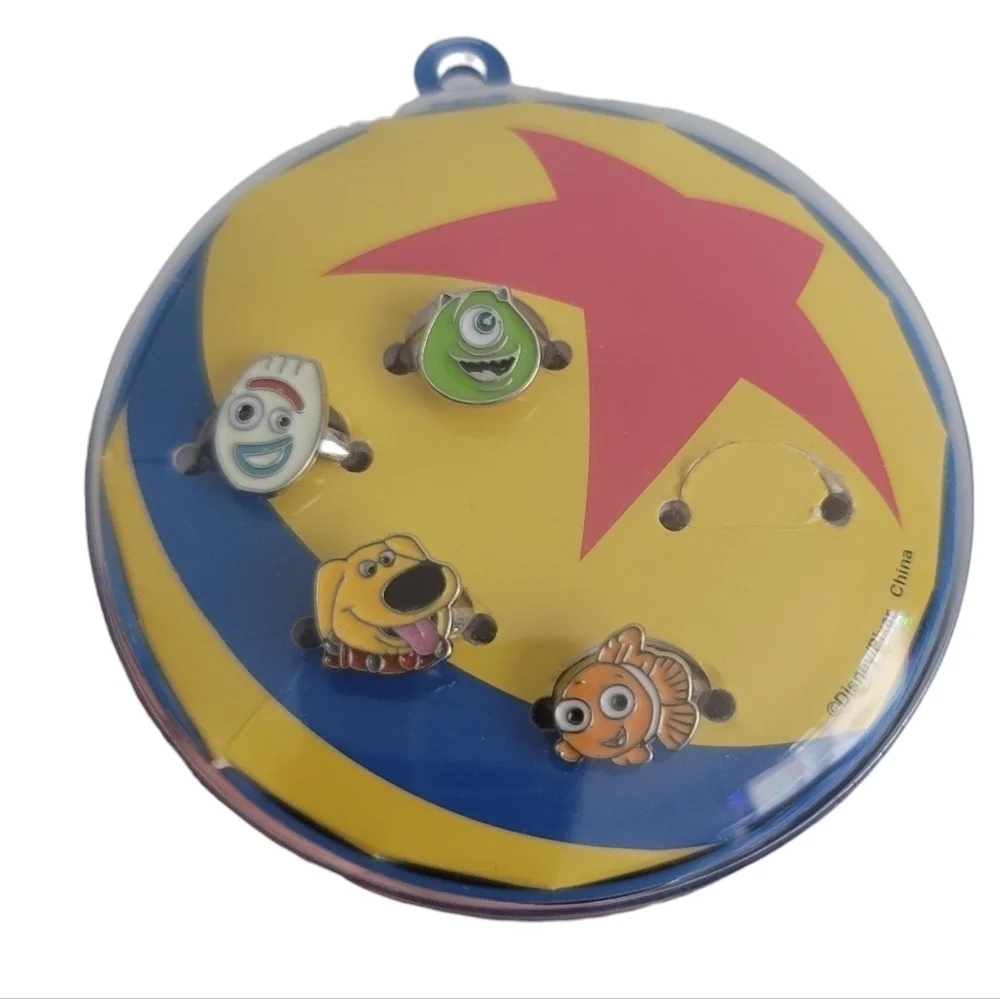Disney Parks Kids 4 Adjustable Rings Mike Wizowski Forky Doug Nemo
